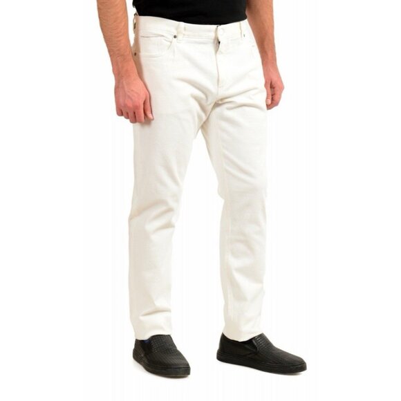 Ermenegildo Zegna Men's Off White Stretch Straight Leg Jeans US 40 IT 56 NEW - Picture 1 of 16
